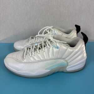 Nike Air Jordan 12 Retro Low Easter sneakers, featuring a white leather